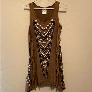 Western fringe tunic top